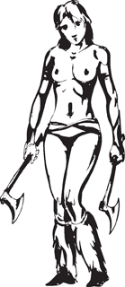 Sexy warrior girl decal 33